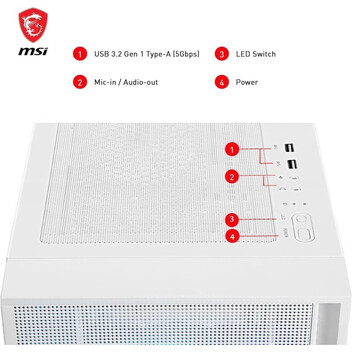 Torre PC MSI MAG FORGE 320R AIRFLOW ARGB Mid Tower mATX Cristal Templado USB 3.2 Blanca