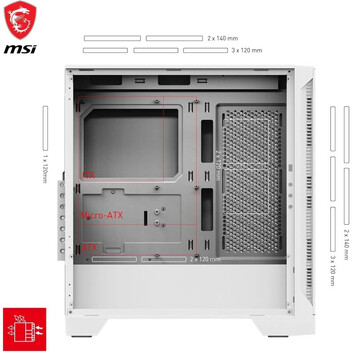 Torre PC MSI MAG FORGE 320R AIRFLOW ARGB Mid Tower mATX Cristal Templado USB 3.2 Blanca