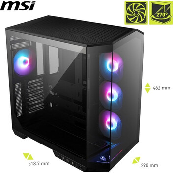 Torre PC MSI MAG PANO 100R PZ ARGB Semi Torre Doble Cristal Templado USB-C Negra Torre PC MSI MAG PANO 100R PZ ARGB Semi Torre Doble Cristal Templado USB-C Negra
