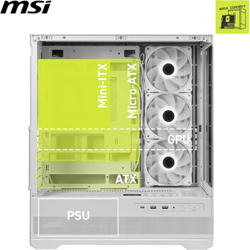 Torre PC MSI MAG PANO 110R PZ WHITE Vidrio templado Midi Tower Blanco Compatible ATX/mATX/Mini-ATX