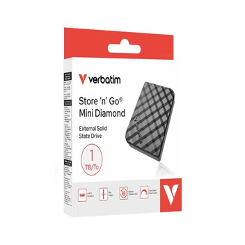 Disco Duro SSD Verbatim Store 'n' Go Mini Diamond 1TB USB-C 1000MB/s Negro Disco Duro SSD Verbatim Store 'n' Go Mini Diamond 1TB USB-C 1000MB/s Negro