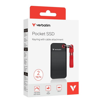 Disco Duro SSD externo Verbatim Pocket 2TB M.2 USB Tipo C 3.2 Gen 2 1000MB/s Negro Rojo Disco Duro SSD externo Verbatim Pocket 2TB M.2 USB Tipo C 3.2 Gen 2 1000MB/s Negro Rojo