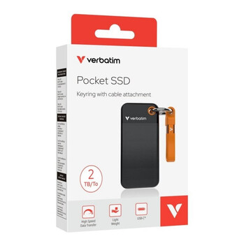 Disco Duro SSD Externo Verbatim Pocket 2TB USB-C 3.2 Gen 2 1000MB/s PC/Mac Naranja/Negro