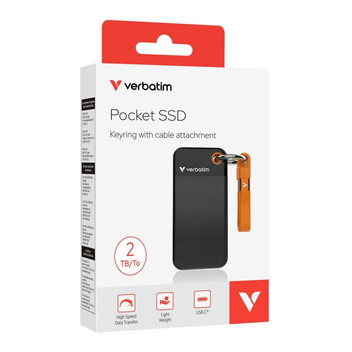 Disco Duro SSD Externo Verbatim Pocket 2TB USB-C 3.2 Gen 2 1000MB/s PC/Mac Naranja/Negro