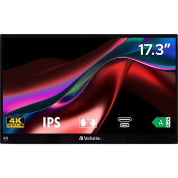 Monitor portátil Verbatim 32239 17.3" 4K Ultra HD IPS Táctil HDR FreeSync USB-C HDMI Negro