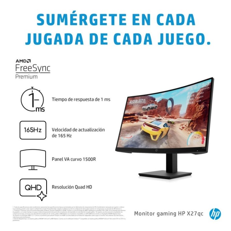 HP X27qc 27" LED QHD 165Hz FreeSync Premium Curva