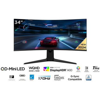 Monitor TCL 34R83Q 34" Ultra WQHD 170Hz Mini-LED QLED Curvo VA KVM USB-C 90W FreeSync G-Sync Monitor TCL 34R83Q 34" Ultra WQHD 170Hz Mini-LED QLED Curvo VA KVM USB-C 90W FreeSync G-Sync