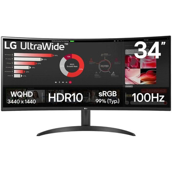 Monitor LG 34WR50QK-B 34" LED VA UltraWide QHD 100Hz FreeSync Curva