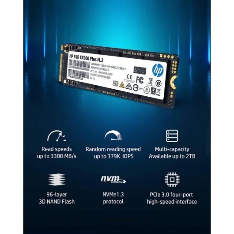 HP EX900 Plus 500GB SSD M.2 PCIe Gen 3x4 NVMe