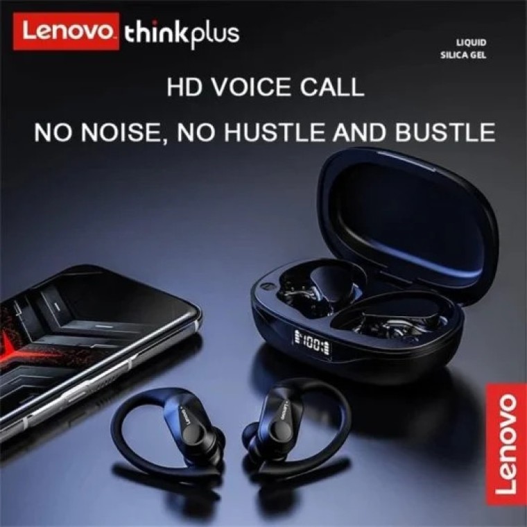 Lenovo LP75 Auriculares Inalámbricos Deportivos Bluetooth con Cancelación de Ruido Negro