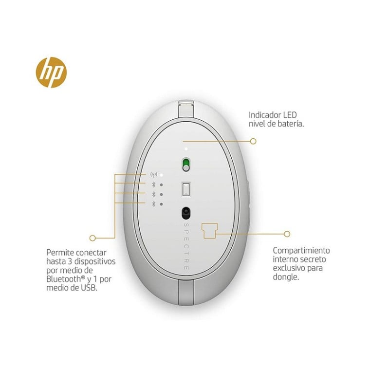 HP Spectre 700 Ratón Bluetooth Recargable Plata