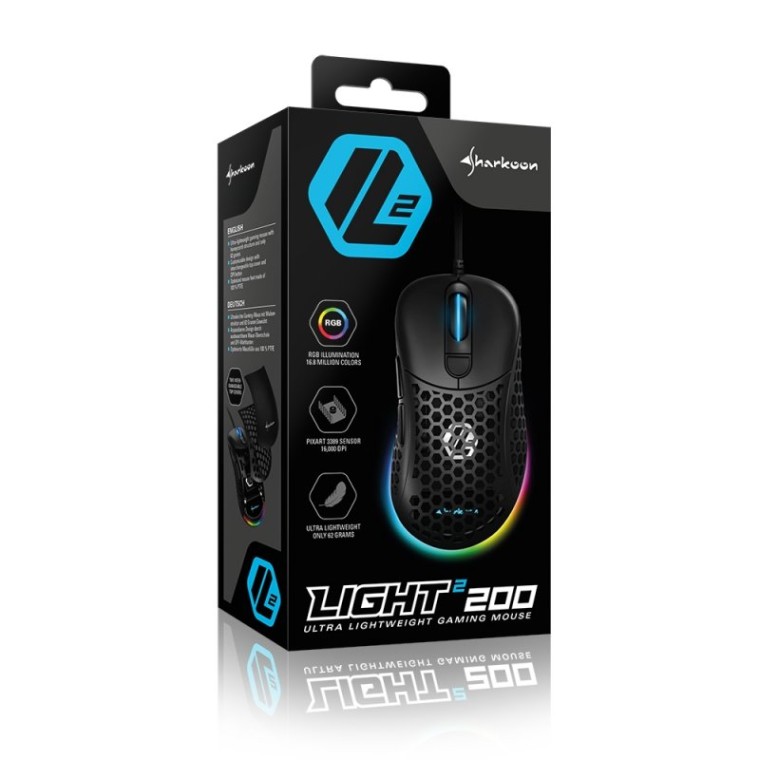 Sharkoon Light2 200 Ratón Gaming RGB 16000DPI