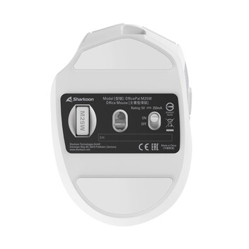 Ratón Sharkoon OfficePal M25W Wireless RF USB-C 4000 DPI 6 Botones RGB Blanco