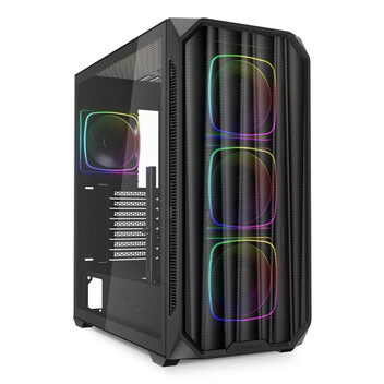 Torre PC Caja PC Sharkoon AK5M RGB Negro ATX Vidrio Templado 4 Ventiladores ARGB USB-C Soporte Radia