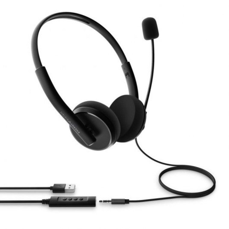 Energy Sistem Headset Office 2+ Auriculares con Micrófono y Mando Negros