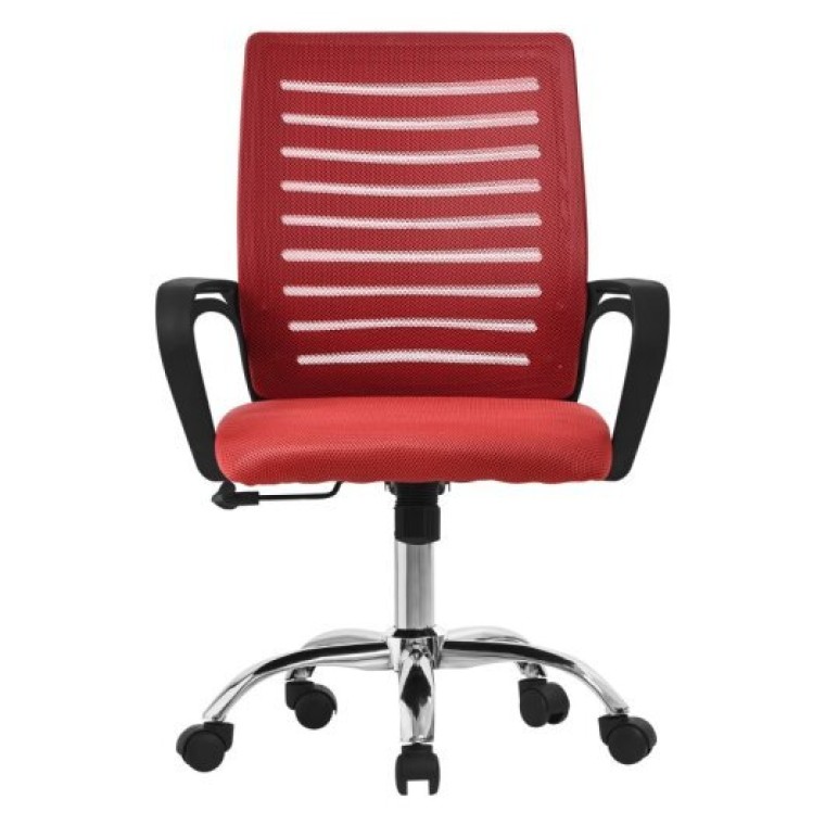 ML Design Silla de Oficina Ergonómica con Asiento Regulable Tapizado de Malla Roja