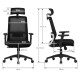 ML Design Silla de Oficina Ergonómica Giratoria Negra