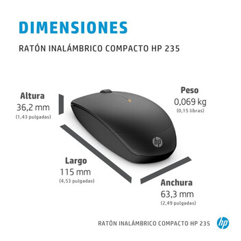 Ratón HP inalámbrico 1600 DPI compacto ambidiestro silencioso negro Ratón HP inalámbrico 1600 DPI compacto ambidiestro silencioso negro