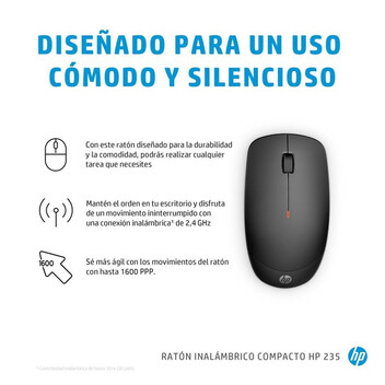 Ratón HP inalámbrico 1600 DPI compacto ambidiestro silencioso negro Ratón HP inalámbrico 1600 DPI compacto ambidiestro silencioso negro