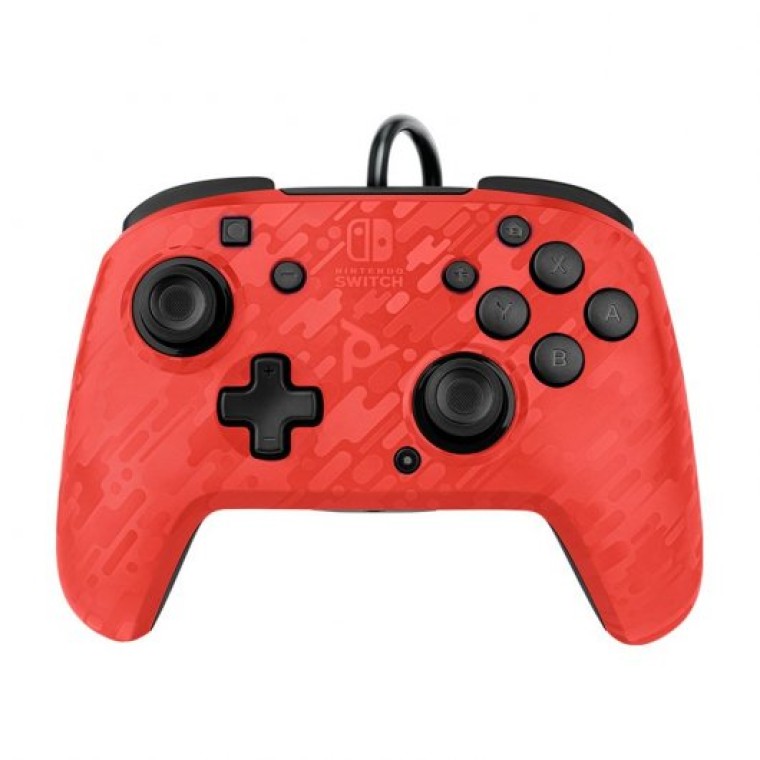 PDP Faceoff Deluxe Audio Wired Mando con Cable Rojo Camo para Nintendo Switch