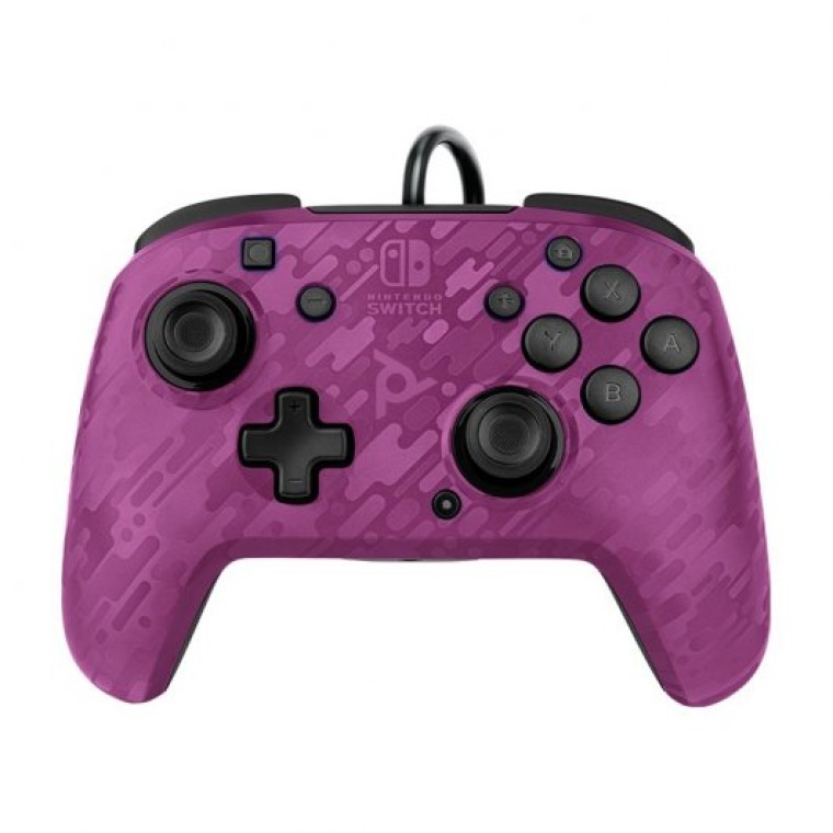 PDP Faceoff Deluxe Audio Mando con Cable Morado Camo para Nintendo Switch