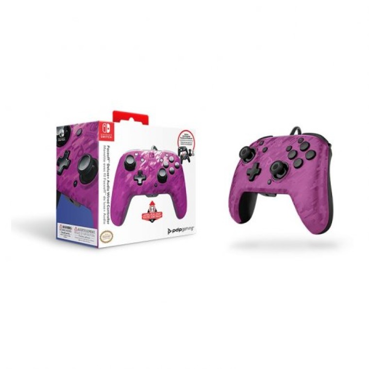 PDP Faceoff Deluxe Audio Mando con Cable Morado Camo para Nintendo Switch