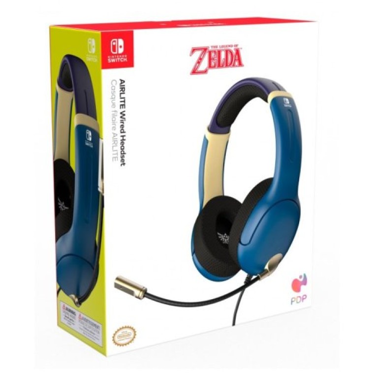 PDP Airlite Hyrule Blue Zelda Auriculares Gaming con Cable para Nintendo Switch Azules