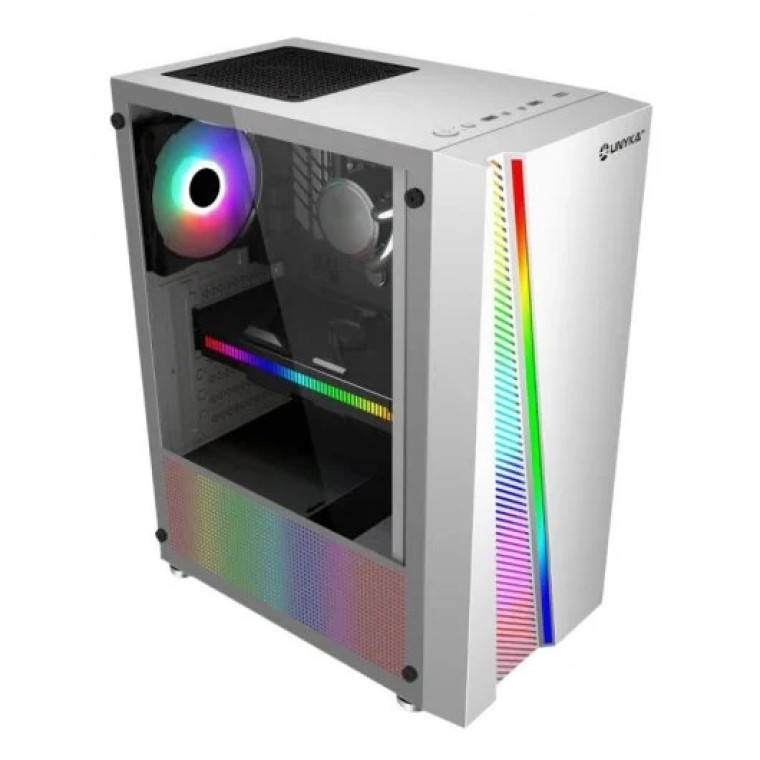 UNYKAch Glayze Caja PC ATX Blanca RGB Cristal Templado USB 3.0