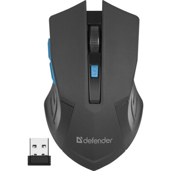 Ratón Defender ACCURA MM-275 inalámbrico 1600 DPI negro azul 6 botones ergonómico