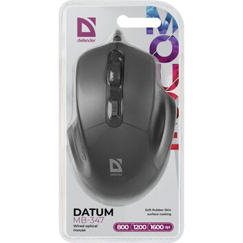 Ratón Defender Datum MB-347 USB 1600 DPI Negro ergonómico