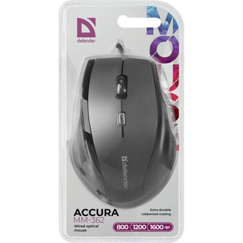 Ratón Defender ACCURA MM-362 USB 1600DPI Negro 6 Botones Ergonómico