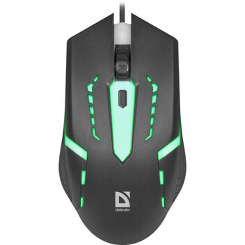 Ratón Defender HIT MB-601 USB 1200DPI Negro RGB Ambidiestro 4 Botones