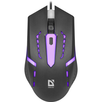 Ratón Defender HIT MB-601 USB 1200DPI Negro RGB Ambidiestro 4 Botones