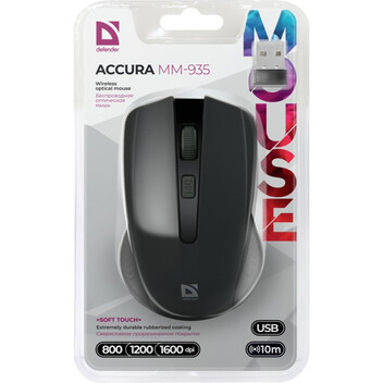 Ratón Defender Accura MM-935 Inalámbrico 1600DPI Negro Ambidiestro Ratón Defender Accura MM-935 Inalámbrico 1600DPI Negro Ambidiestro