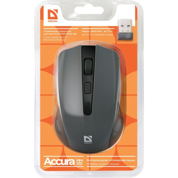 Ratón Defender MM-935 Inalámbrico 1600 DPI Gris Ambidiestro Universal
