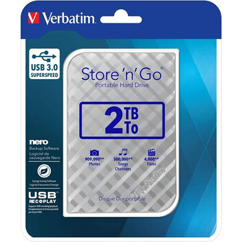 Verbatim Store n Go 2 TB USB 3.0 Plata Verbatim Store n Go 2 TB USB 3.0 Plata