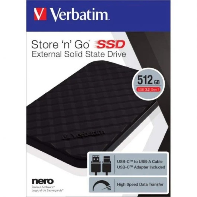 Verbatim Store n Go SSD 512GB USB-C/3.1 Negro