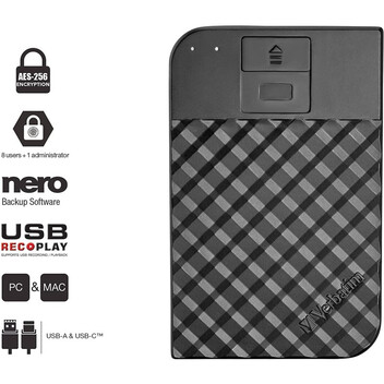 Verbatim FingerPrint Secure 2TB USB-C/3.1 Verbatim FingerPrint Secure 2TB USB-C/3.1