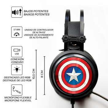 Marvel Auriculares Gaming 7.1 Licencia Oficial Capitán América 001 Marvel Auriculares Gaming 7.1 Licencia Oficial Capitán América 001
