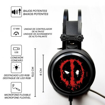 Marvel Auriculares Gaming 7.1 Licencia Oficial Deadpool 001 Marvel Auriculares Gaming 7.1 Licencia Oficial Deadpool 001