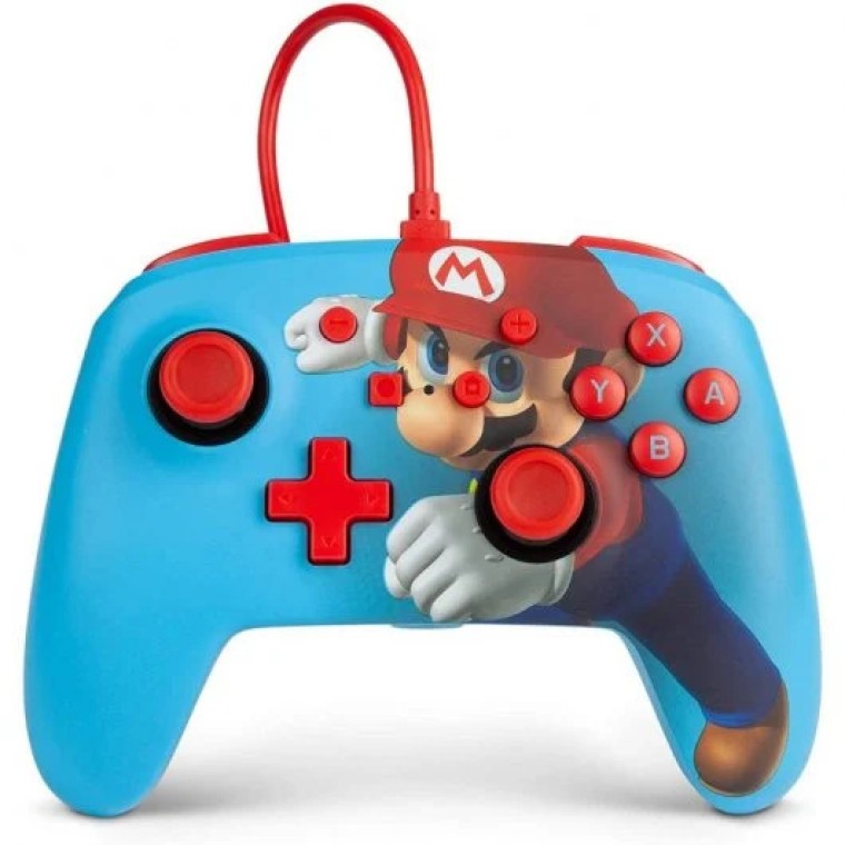 Power A Mando con Cable Azul Cielo Mario Punch para Nintendo Switch