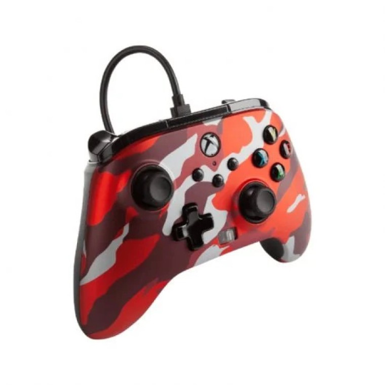 Power A Mando con Cable Camuflaje Rojo Metálico para Xbox Series X / S / Xbox One / PC