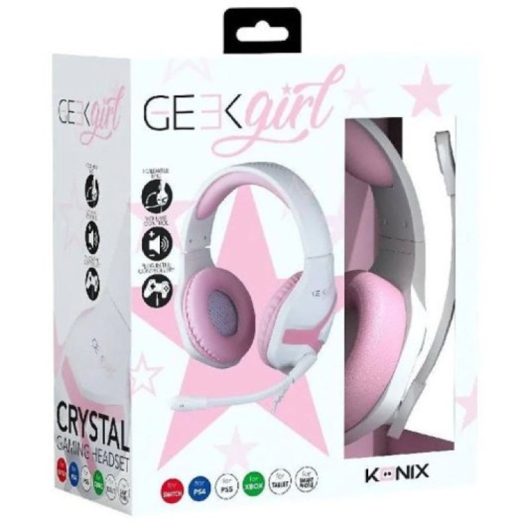 Konix Geek Girl Crystal Auriculares Gaming Rosa