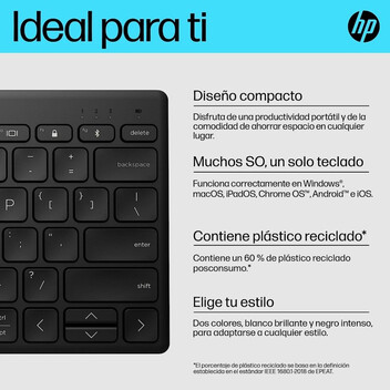 HP 350 Teclado Bluetooth Compacto PC, Mac, Android, iOS Negro HP 350 Teclado Bluetooth Compacto PC, Mac, Android, iOS Negro