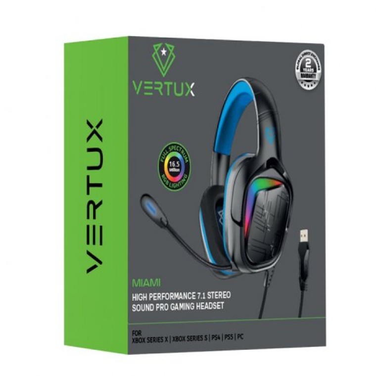 Vertux Miami Auriculares Gaming 7.1 RGB Azul