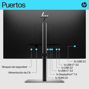 Monitor HP E-Series E27k G5 27" 4K 60Hz IPS USB-C Altura Ajustable VESA Altavoces Energy Star Monitor HP E-Series E27k G5 27" 4K 60Hz IPS USB-C Altura Ajustable VESA Altavoces Energy Star
