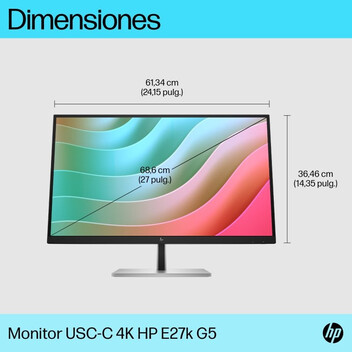 Monitor HP E-Series E27k G5 27" 4K 60Hz IPS USB-C Altura Ajustable VESA Altavoces Energy Star Monitor HP E-Series E27k G5 27" 4K 60Hz IPS USB-C Altura Ajustable VESA Altavoces Energy Star