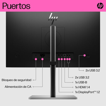 Monitor HP E24t G5 23.8" FHD 75Hz IPS Táctil Altura Ajustable Antirreflejo USB HDMI DP Monitor HP E24t G5 23.8" FHD 75Hz IPS Táctil Altura Ajustable Antirreflejo USB HDMI DP