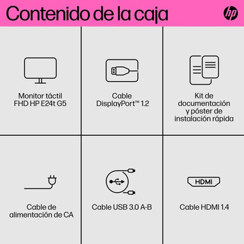 Monitor HP E24t G5 23.8" FHD 75Hz IPS Táctil Altura Ajustable Antirreflejo USB HDMI DP Monitor HP E24t G5 23.8" FHD 75Hz IPS Táctil Altura Ajustable Antirreflejo USB HDMI DP