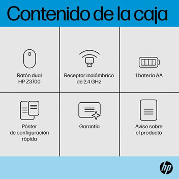 Ratón HP inalámbrico dual RF/Bluetooth diseño compacto portátil 3 botones plata